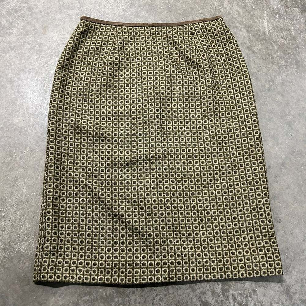 Vintage Jones New York Wool Geometric Pattern Pencil Skirt Size 8
